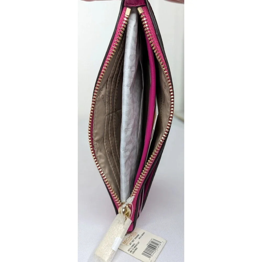 Michael Kors Jet Set Charm Wristlet - Wild Berry, Pink, Leather, NWT